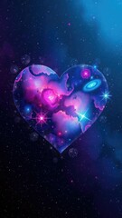 Obraz premium Heart shape made of galaxies and stars with vibrant cosmic colors, background, colorful