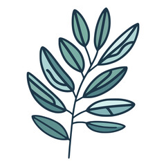 eucalyptus leaf nature herbs flat color vector illustration template design