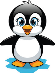 Create a  penguin vector art  color with white background.