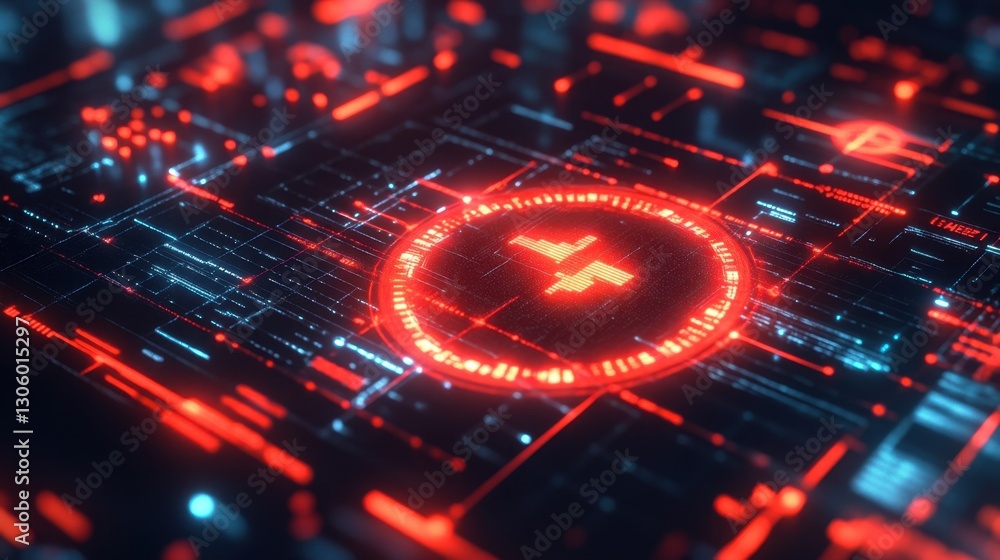 Poster glowing red crosshairs on a digital dashboard, illustrating advanced targeting and pinpoint accuracy
