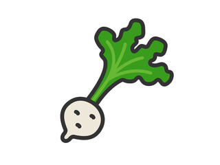 野菜のカブのアイコン（線画カラー）のイラスト