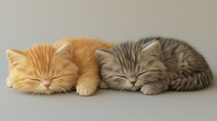 Adorable Sleeping Kittens Side by Side