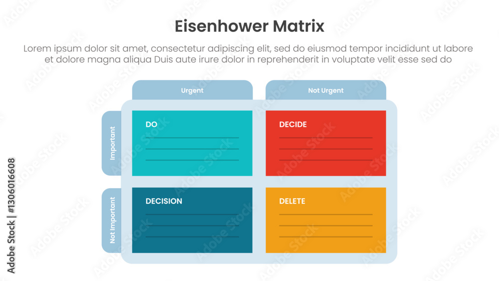 Poster eisenhower matrix infographic template banner with modern table box with empty space line with icon 
