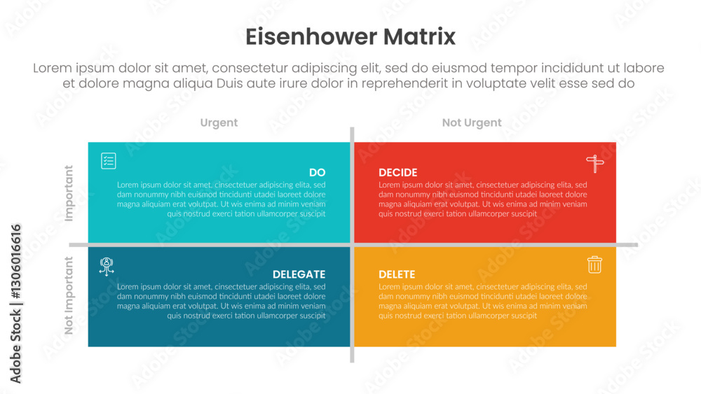 Aufkleber eisenhower matrix infographic template banner with long rectangle box with line divider centered wit