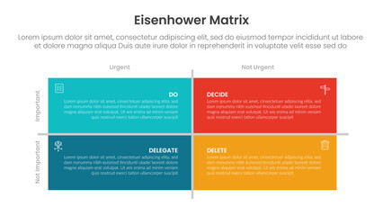 eisenhower matrix infographic template banner with long rectangle box with line divider centered with icon for slide presentation