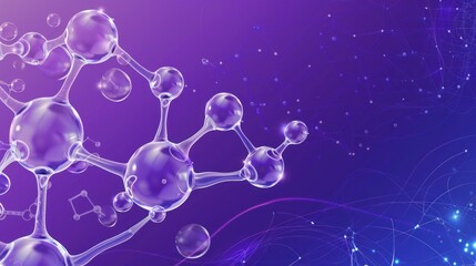 Abstract molecule structure on purple background.
