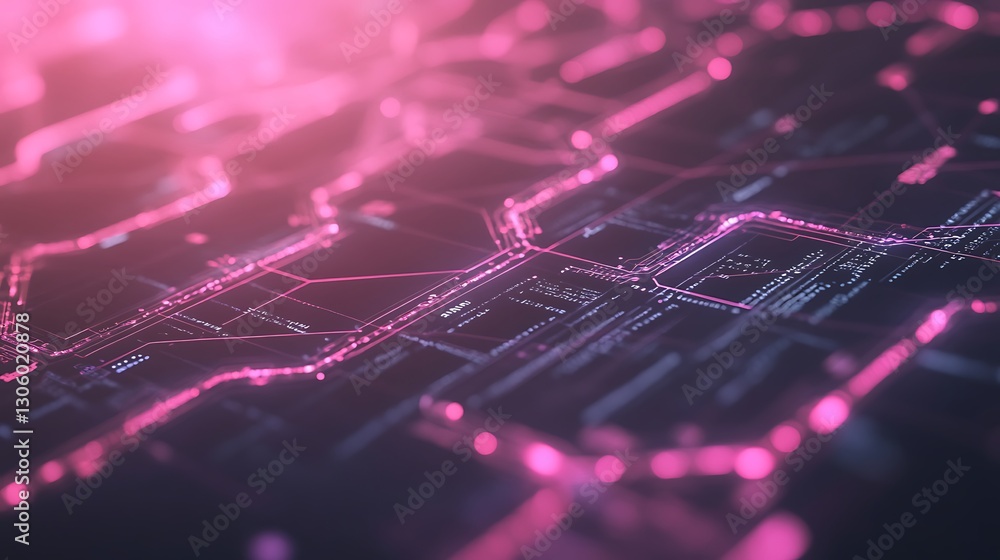 Fototapete an image showcasing the concept of smart contract economies and blockchain technology with a glowing