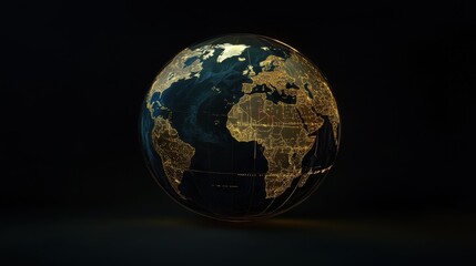 Fototapeta premium High-tech globe with glowing lines showing real-time data exchange between continents.