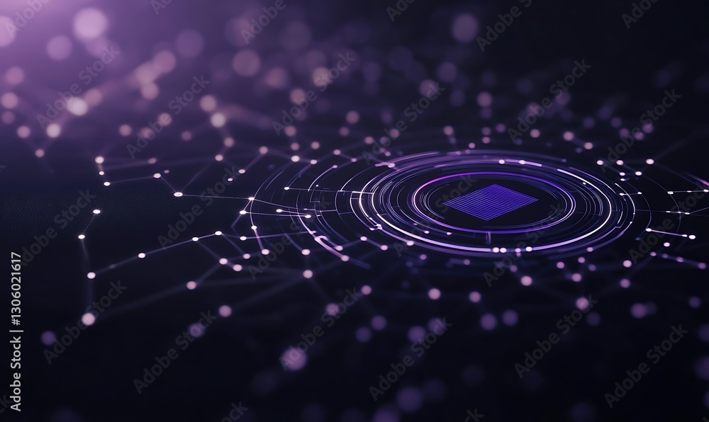 Poster Digital artwork showcasing smart contract transactions with a glowing blockchain design.