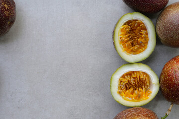 Ripe purple passion fruits, Tropical fruits
