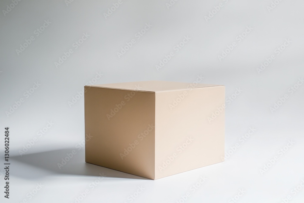 Poster square cardboard box mockup with matte finish displayed on clean white background with soft lighting