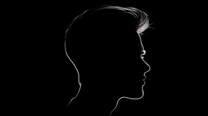 Male Profile Outline with Black Background