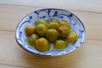 Pickled Chinese plums or Japanese apricots