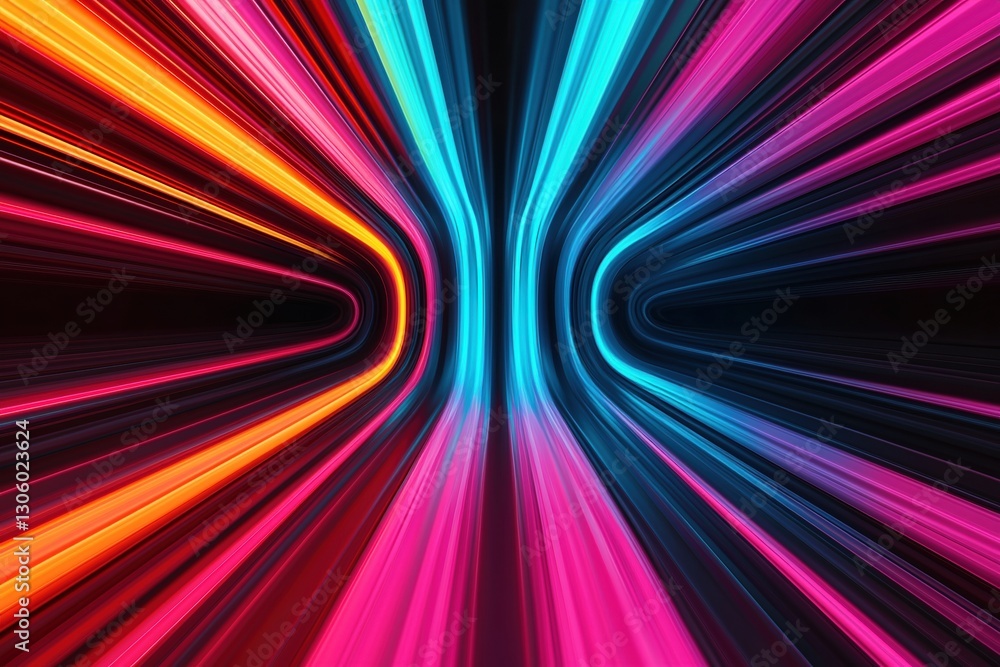Poster universe expansion dynamics concepts. vibrant abstract light trails in a dynamic, swirling pattern.