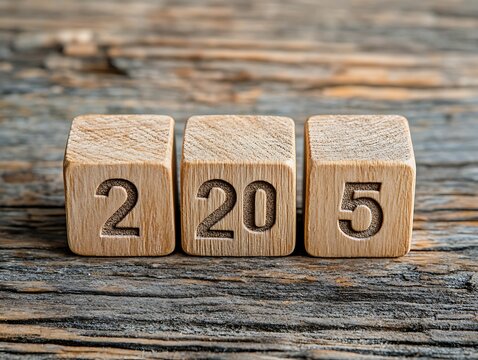 Numbers on Blocks, Rustic Wood Surface