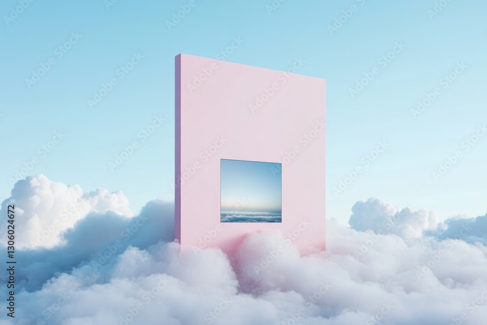 Aufkleber surreal image of departure screen in clouds blending with horizon symbolizing endless travel possibi
