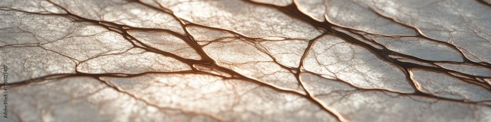 Poster surreal metallic texture resembling tree bark with glowing veins forming abstract organic patterns u