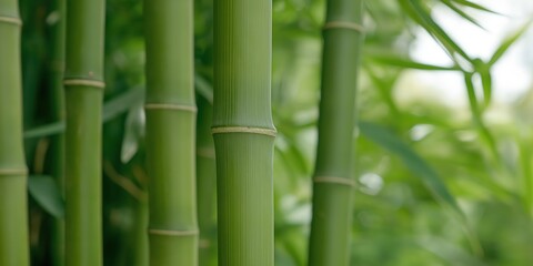A beautifully detailed close-up of tall green bamboo stalks, symbolizing strength and resilience in nature, creating a calming, earthy aesthetic.
