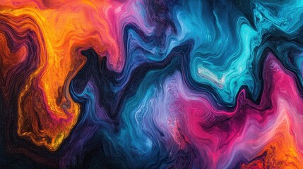 Fototapeta premium Abstract artwork depicting swirling vibrant colors and liquid textures
