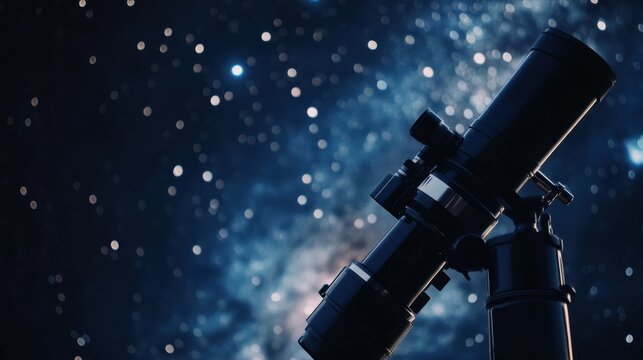 Telescope Against Starry Night Sky