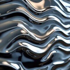 Wavy Metallic Liquid Abstract