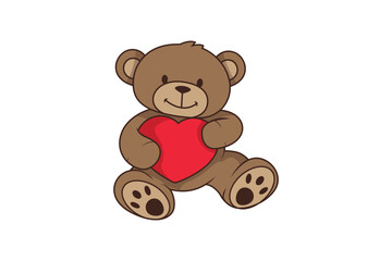 Teddy Bear Character With Heart Illustration