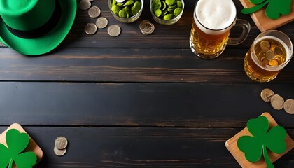 St. Patrick's Day party! We’ll have refreshing Irish beers and ales, tasty bites, and a fun green burger, all set up on a charming wooden bar table.