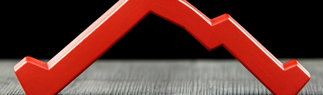 Red arrow down, market crash,  financial loss