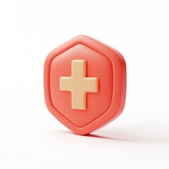Obraz premium Minimalist health security icon, white background in 3D.