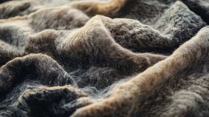 Dewy Gideon's Fleece on Soft Wool: A Serene Morning Still Life with Copy Space