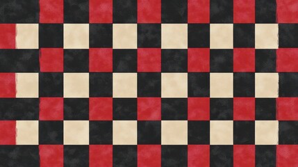 Fototapeta premium Checkerboard Pattern in Red, Black, and Beige Textures and Colors