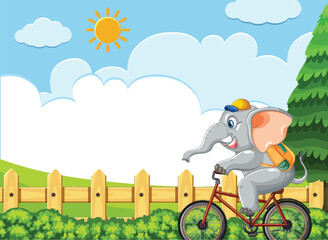 Elephant Riding a Bicycle in Nature