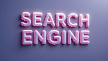 Neon letters spelling 'Search Engine' on a purple background, creating a vibrant, modern aesthetic