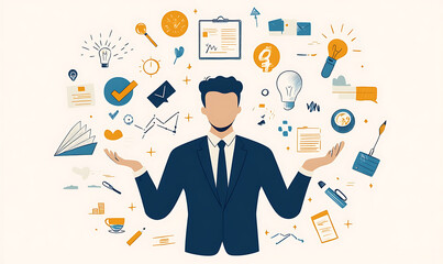 Marketing business idea and office icons illustrator or infographic for presentation background