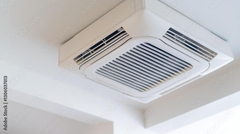 Poster ceiling-mounted air vent with an energy-efficient airflow system.