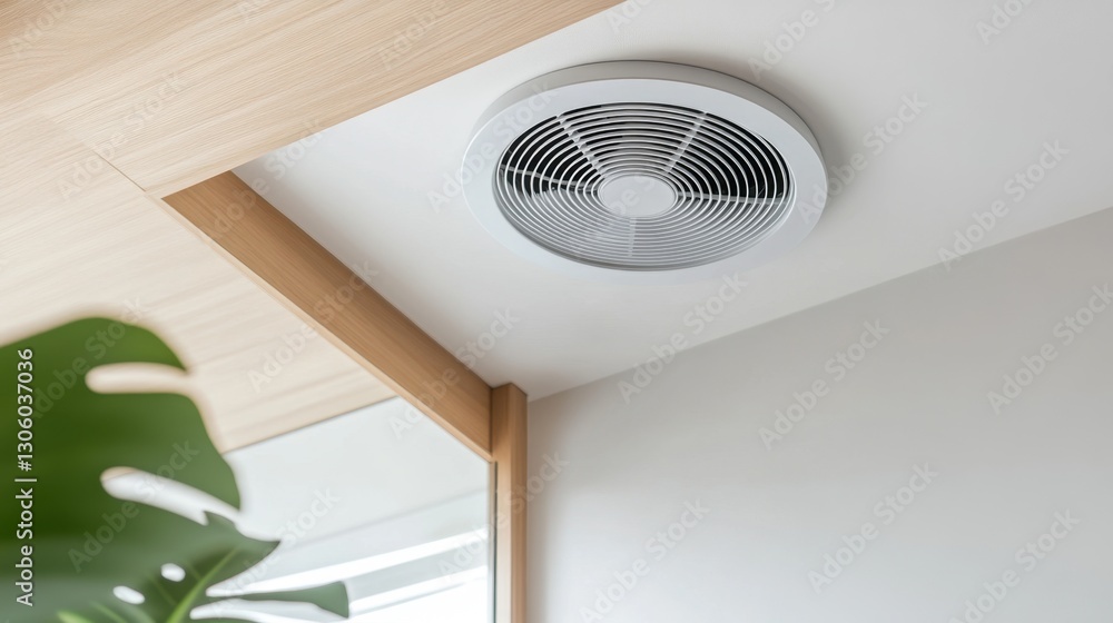 Poster ceiling-mounted circular air vent diffuser in an elegant home setting.
