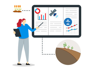 Harvesting data analytics concept. Digital agriculture analytics, farm data technology, earth observation, global agriculture, farm business, soil management