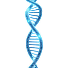 Scientific illustration of a DNA strand with crisp edges and futuristic design, isolated genetic material representation in vibrant blue
