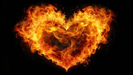 Fiery Heart Animation: 4K Drone Footage of Burning Heart Symbol, Passion, Love, Fury