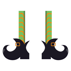 Halloween Witch Legs Illustration on White Background. Vector Cartoon Character