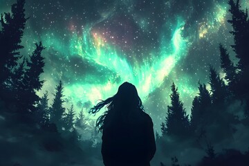 ethereal dance of Northern Lights born from cosmic embrace of solar winds magnetic forces and celestial mechanics