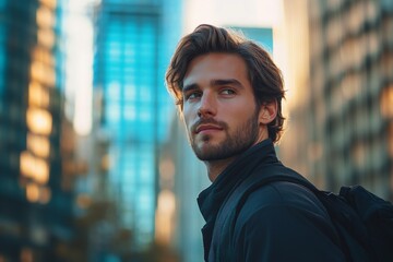 Portrait of a young man with a pensive look wearing a dark hoodie