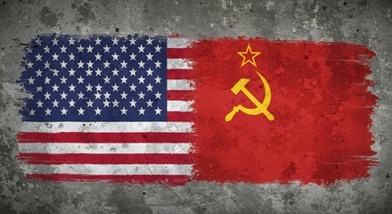 Grunge textured flags clashing boldly. AI Generated