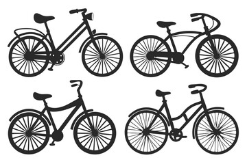 set of Bicycles Silhouette vector illustration
