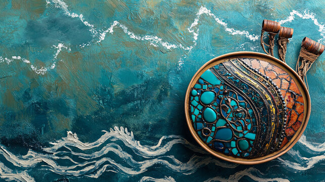 Turquoise-Inlaid Timbrel by Red Sea Waves: A Symphony of Color and Nature