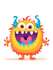 Fototapeta premium funny orange yellow monster cartoon character