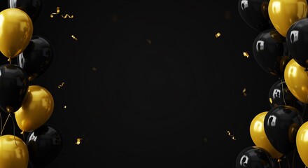 Elegant Gold Black Balloons Festive Background. AI Generated