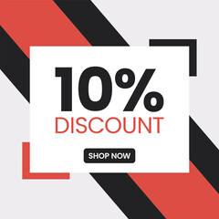 10% discount post design in vector. 10% off social media post design for businesses. Vector template for sales, offers, and marketing.