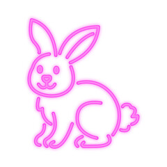 A vibrant pink neon bunny illustration glows icon, creating a playful and festive Easter or retro aesthetic
