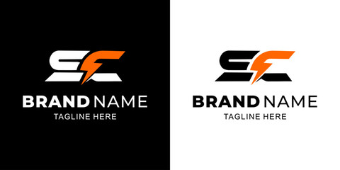 Creative SC Letter Logo with Electricity, Illustration, Design Inspiration, Vector, Icon